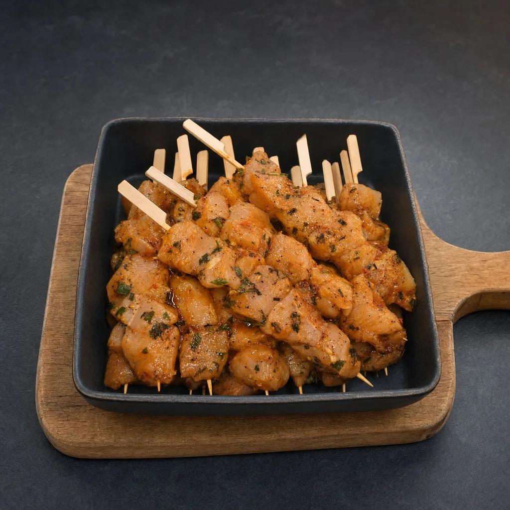 Brochettes de poulet marinées
